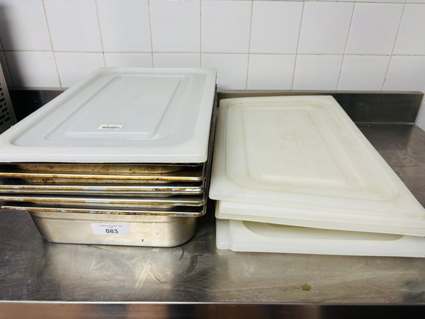 Set de 7 Cubetas Gastronómicas de Acero Inoxidable con Tapas Plásticas