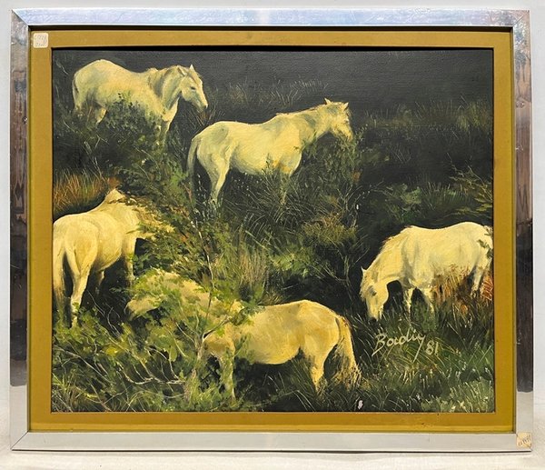 Lote anterior: Pintura de caballos en un campo