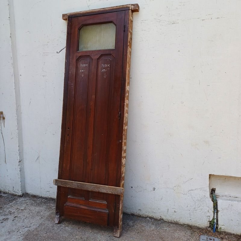 Puerta de tablero y vidrio con marco, completamente en cedro - imagen 2