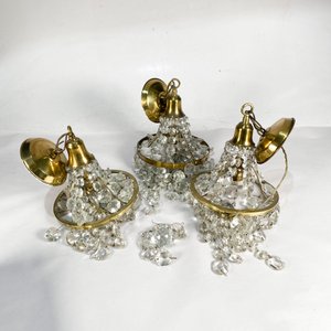Lote siguiente: Tres Apliques de Bronce con Cristales Estilo Vintage