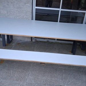 Lote anterior: Juego de Mesa de Exterior con Dos Bancos de Caño y Fenólico Blanco