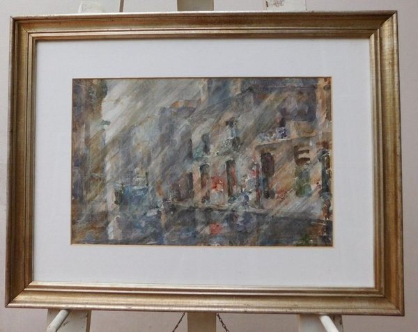 Acuarela "Lluvia" de Dante Picarelli, 30x45 cm