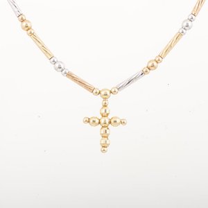 Lote siguiente: Cadena y Dije Cruz de Oro 18k Combinado - 44 cm, 7 g