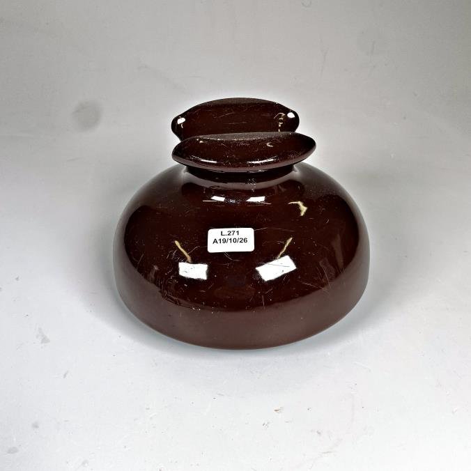 Aislador de Porcelana Marrón Grande Santana 87-Brasil Diámetro 18 cm