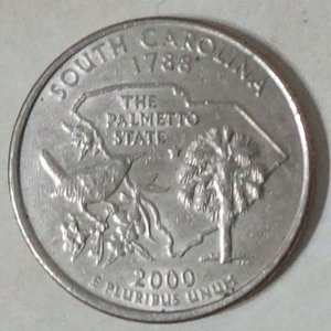 Lote siguiente: Moneda Conmemorativa 1/4 Dólar EEUU 2000 Carolina del Sur - 50 State Quarters