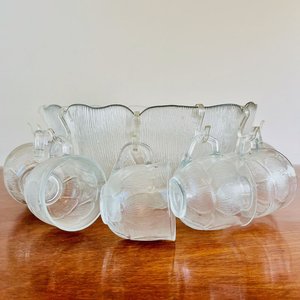 Ponchera Grande de Vidrio con 12 Tazas Juego Flores - imagen 2