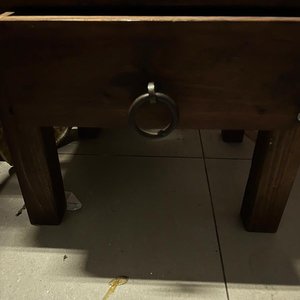Mesa de Arrimo Rústica de Madera con Cajón y Herrajes - imagen 3