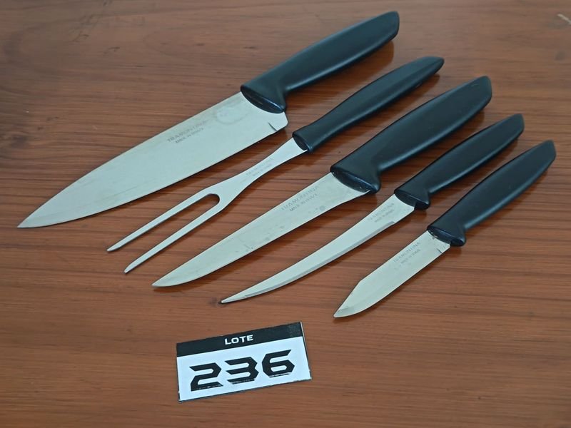 Juego de 5 Cuchillos de Cocina Tramontina con Soporte de Madera