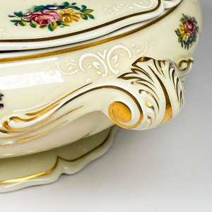 Sopera de Porcelana Limoges Antigua con Decoración de Aves y Flores - imagen 4