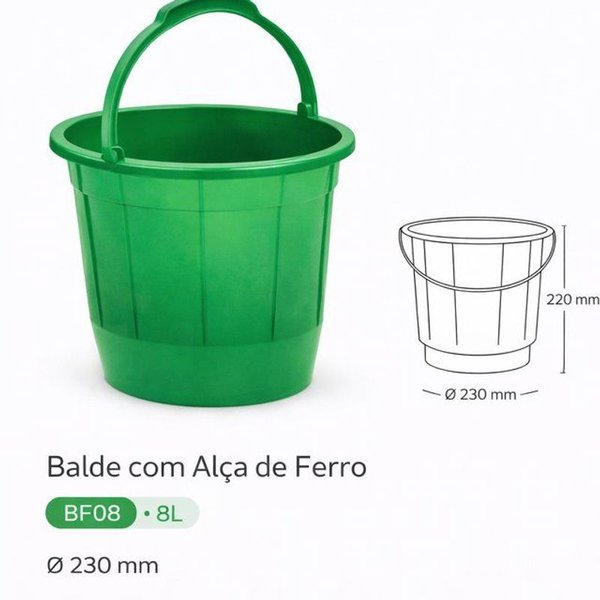 Balde de plástico verde de 8 litros - imagen 2