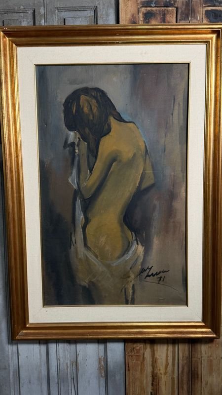Óleo sobre Fibra "Desnudo" de Manolo Lima, 81 x 50 cm
