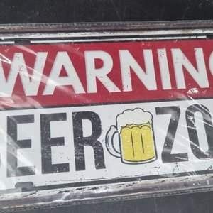 Chapa Decorativa "Warning Beer Zone" 30x15 cm - imagen 3