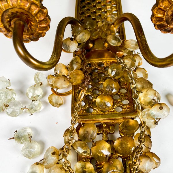 Aplique de bronce con luces y cuentas de cristal - imagen 3