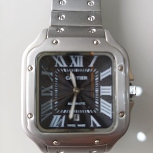 Reloj Cartier Santos Dumont Réplica Acero Caja Cuadrada Fondo Negro - imagen 9