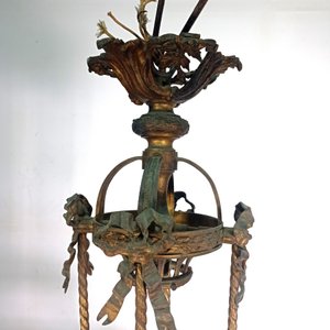 Gran Araña de Bronce Incompleta para Restaurar - imagen 3