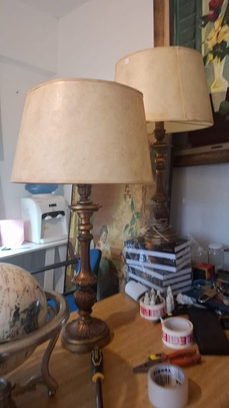 Lámparas talladas de madera, estilo par se, alto 80 cm cu.