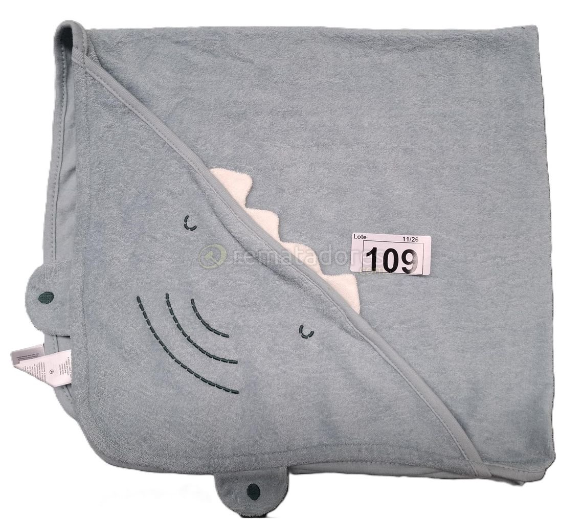 Toalla de Bebé con Capucha Diseño de Cocodrilo Color Gris