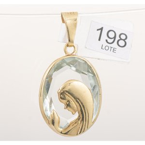 Lote siguiente: Colgante Oro 18k y Cristal Virgen Niña Ovalado 2 cm
