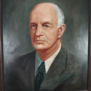 Óleo Retrato Dr. Conrado H. Hughes, Marco Patinado, 1904-1983 - imagen 3