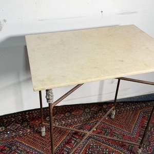 Mesa Antigua Hierro Fundido y Mármol - imagen 2