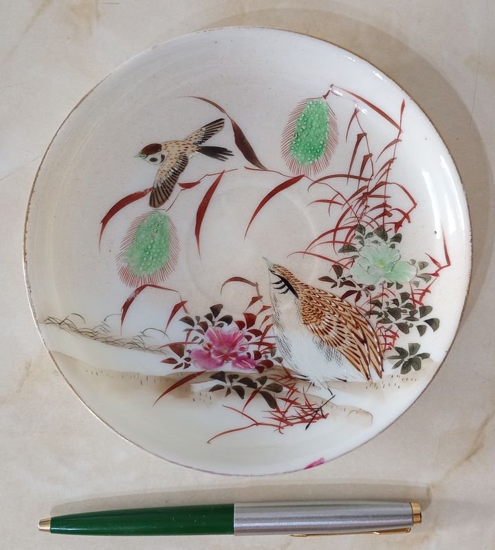 Lote anterior: Platillo de Opalina blanca, pintado a mano. Motivo faisán y vegetación.
