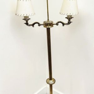 Lámpara de Pie Antigua de Bronce Macizo con Dos Brazos Decorativos - imagen 1