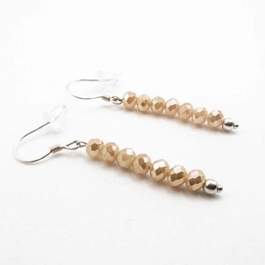 Par de Caravanas de Plata con Cristales Beige - imagen 2