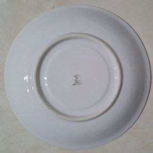 Platillo Vintage Porcelana Fina Diseño Espigas Trigo Flores Azules Bordes Dorados - imagen 2