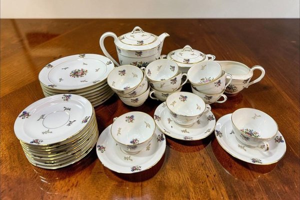 Servicio de Té Limoges Chastagner & Co. Porcelana Francesa Policromada Floral