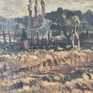 Alceu Ribeiro - Óleo sobre Lienzo "Escena Natural de Chacra" - imagen 6