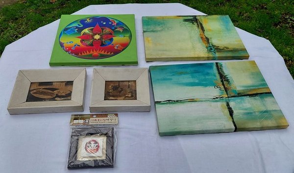 Lote de 6 Cuadros Decorativos Abstractos y Figurativos - imagen 1