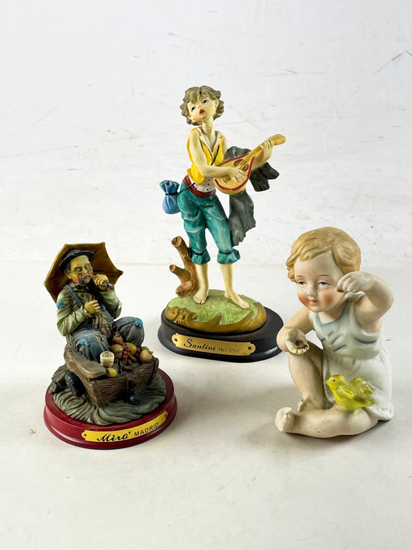 Tres Figuras Decorativas: Porcelana Bavaria y Pasta Italiana - imagen 1