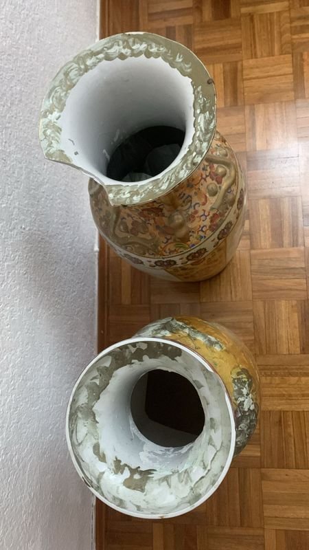 Jarrones de porcelana cantón decorados con flores y motivos de aves - imagen 3