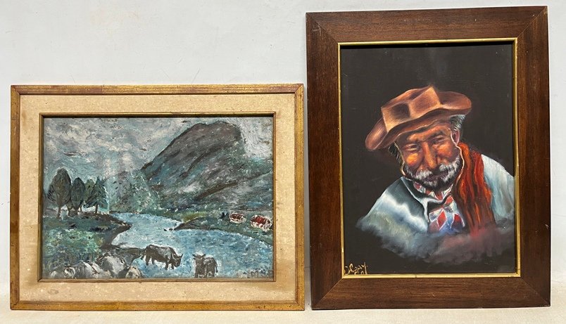 Lote siguiente: Pinturas originales de Olgay y Anónimo