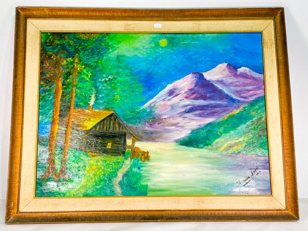 Cuadro oleo sobre tela firmado con marco en madera