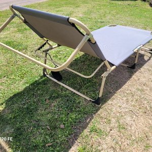 Catre Plegable para Camping - Tela Gris y Caños Beige - imagen 3
