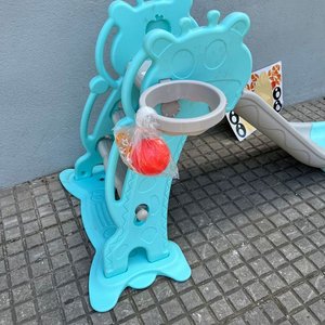 Tobogán Infantil de Plástico con Aro de Basketball y Adhesivos - imagen 2