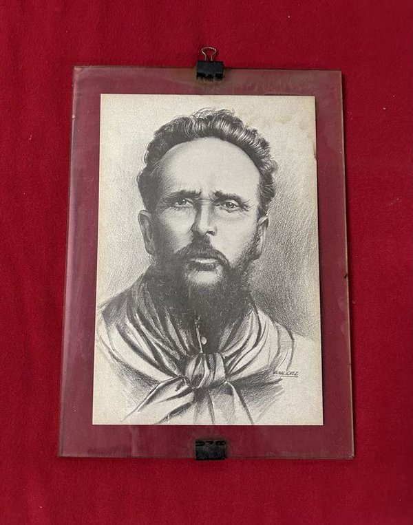 Retrato de Aparicio Saravia y Wilmar López en Vidrio - imagen 1