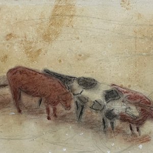 Obra "Carreta con bueyes" de José Cuneo, Pastel sobre Papel - imagen 1