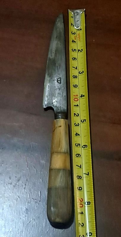 Cuchillo criollo antiguo con botón forjado acuñado cauterucho - imagen 4