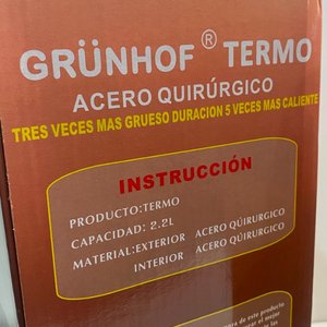Termo de Acero Quirúrgico Grünhof Naranja 2.2 Litros Doble Vaso - imagen 4