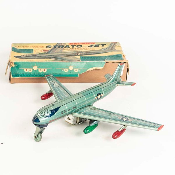 Avión de chapa litografiada a fricción made in Japan en su caja original. - Medidas: Largo 31cm - imagen 1