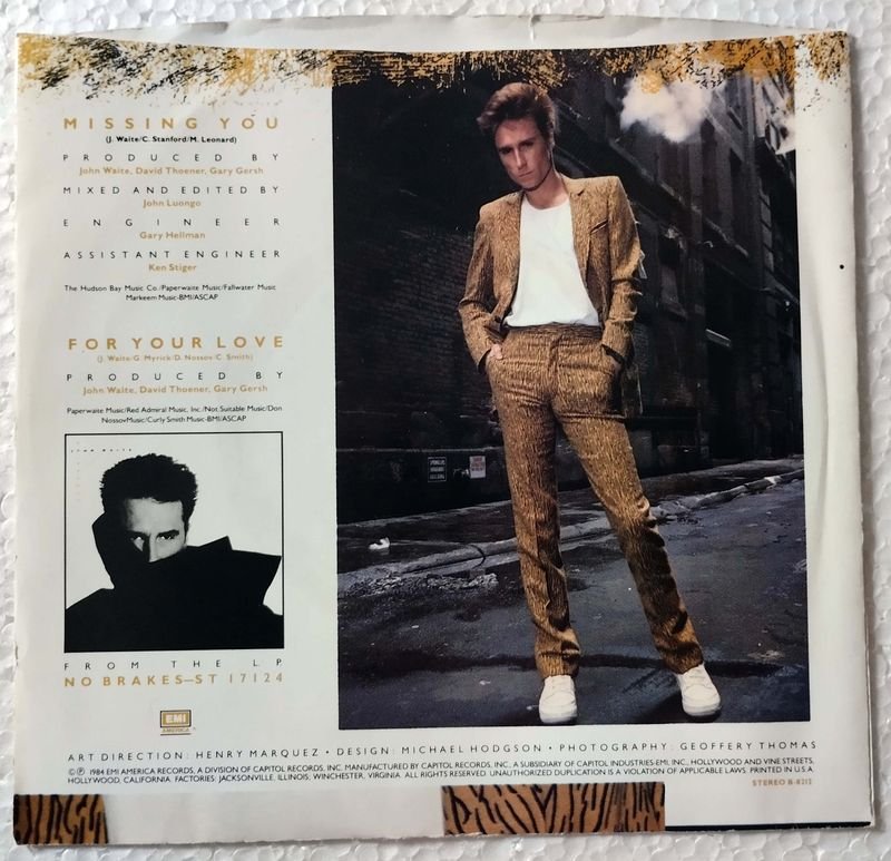 Vinilo de JOHN WAITE: "Missing You" de 1984 - imagen 2
