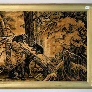 Cuadro Tapiz Rectangular "Osos en el Bosque" con Marco Dorado - imagen 2