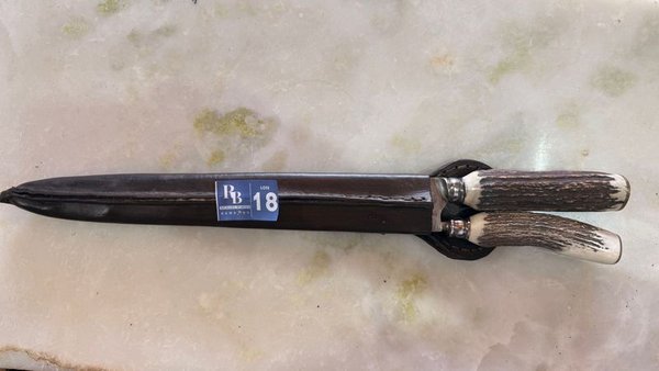 Cuchillo Artesanal y Silla con Cabo de Guampa y Vaina - imagen 1