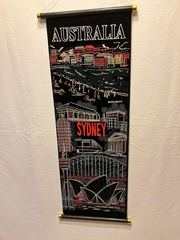 Tapiz Colgante Vintage de Australia con Escenas de Sídney
