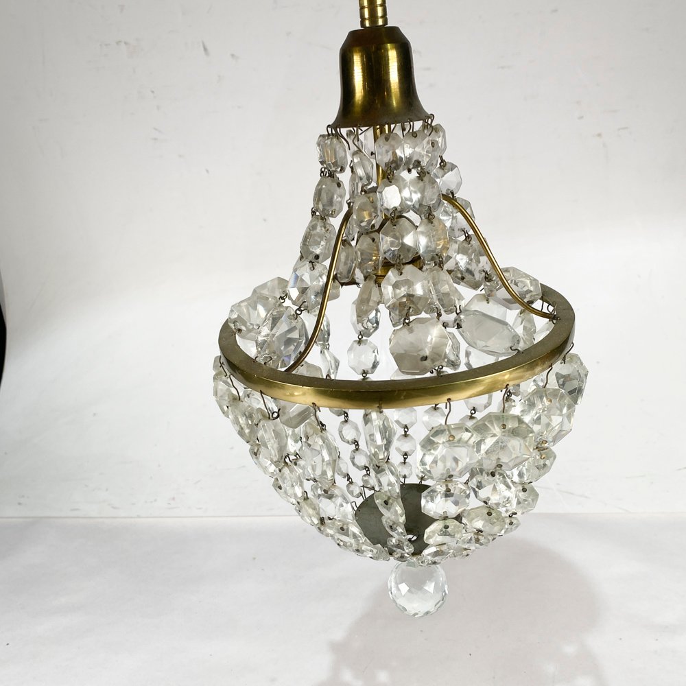 Aplique de Techo Vintage en Bronce y Cristal con Caireles