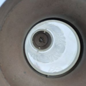 Antiguo Farol de Techo Colonial con Globo de Vidrio Grabado y Metal - imagen 4