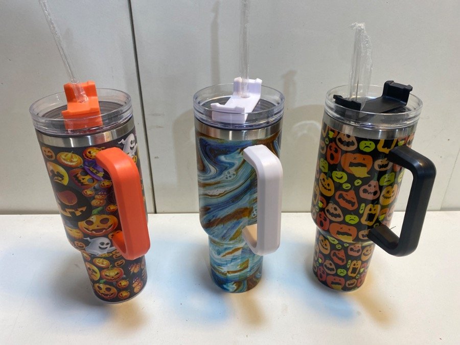 Set de 3 Vasos Térmicos de 1.2L con Diseño Halloween y Mármol