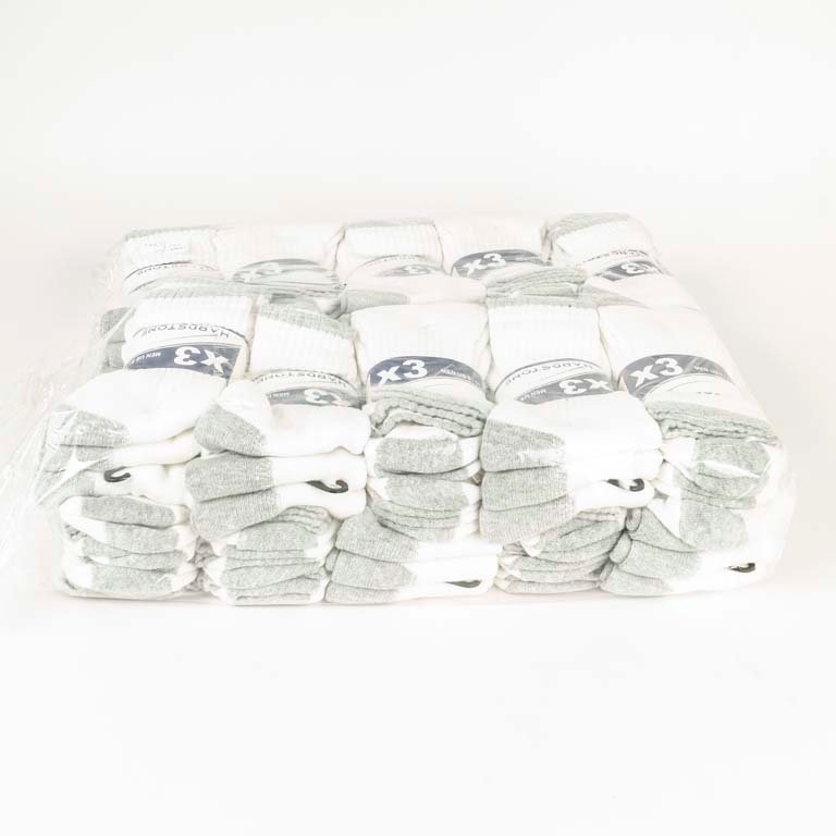 Pack de 60 Pares de Medias Blancas y Grises, Talle W US 7/9